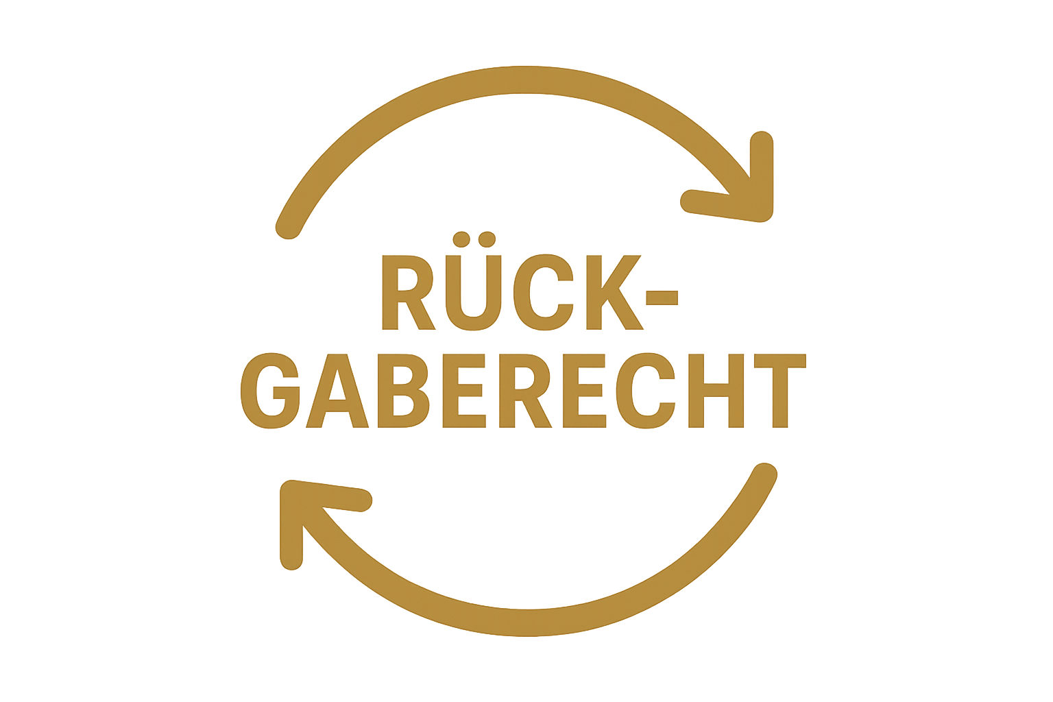 Rückgaberecht symbol auf deutsch, symbol mit Pfeilen, Farbcode #BF963F